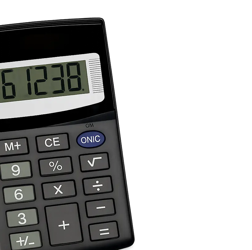 Calcolatrice nera con display numerico